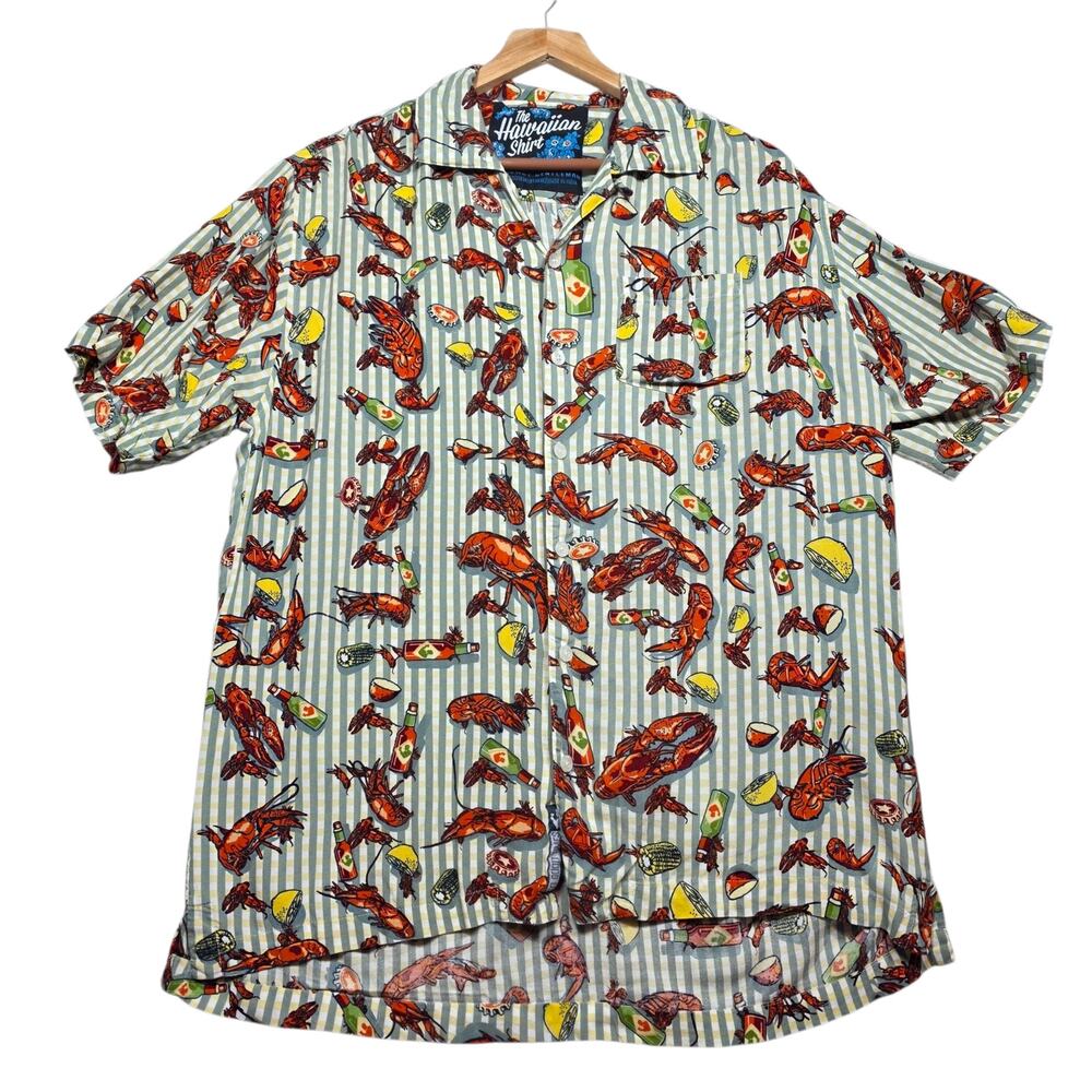 Rowdy Gentleman Crawfish Boil Print Button Down Shirt Size XL